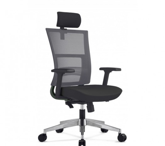 Scaun ergonomic 30.12.52, spatar mesh, suport lombar reglabil, tetiera tapitata